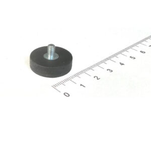 gummierter Scheibenmagnet 22mmx6mm mit M4 Gewindebolzen